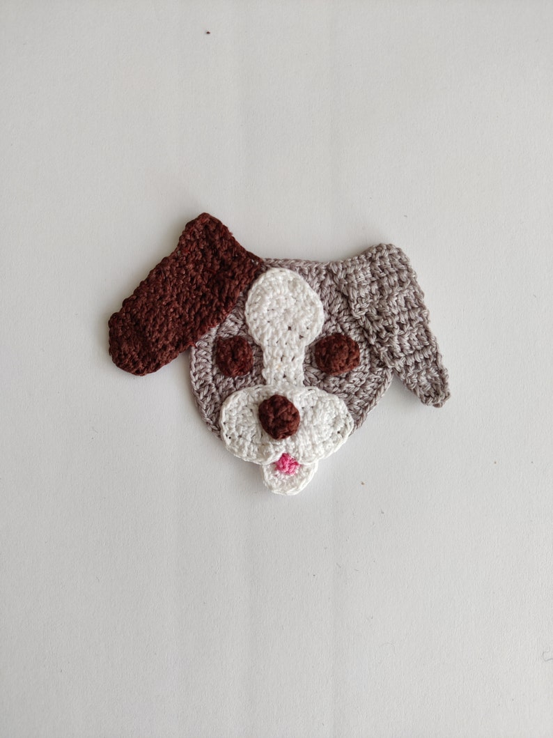 Crochet Applique Crochet Dog Applique Dog Head Applique Etsy