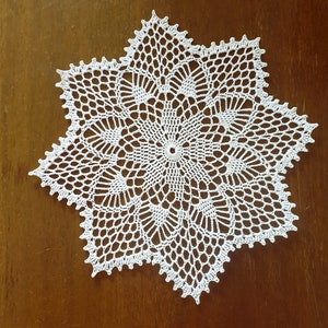 Handmade White Crochet Doily: Lace Table Centerpiece (13.4 inch)