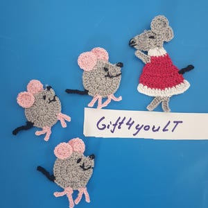Appliqué muizen: katoenen dierenversieringen (set van 4)