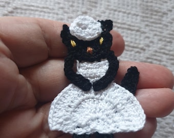 aplique de gato de ganchillo, aplique de animal