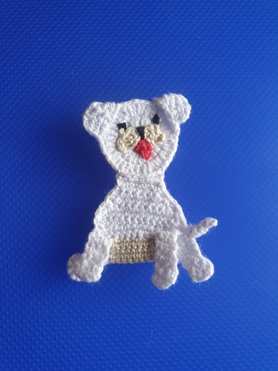 Crochet Dog Applique Crochet Applique White Dog Applique Etsy