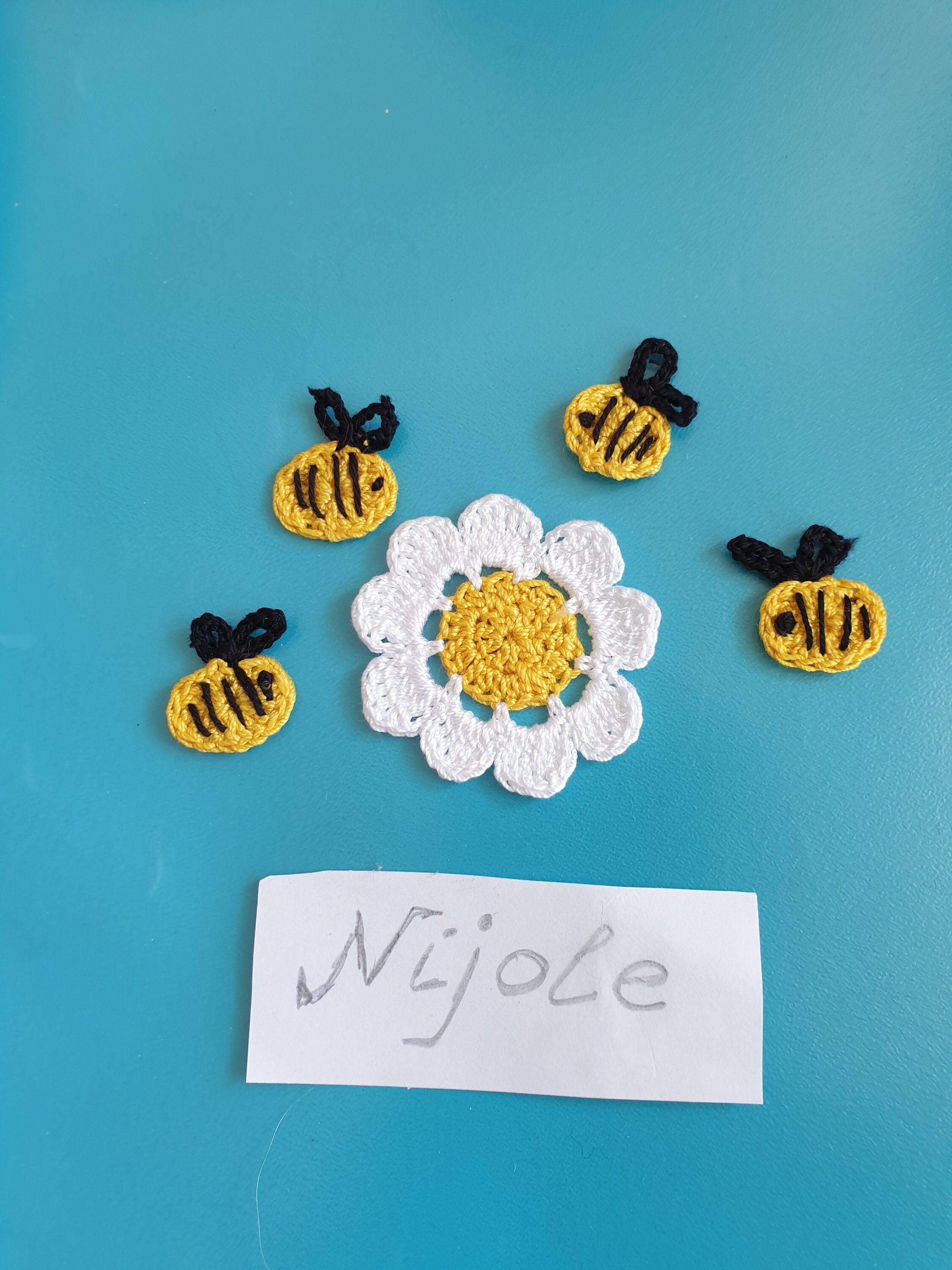 Crochet Bee Applique Crochet Bee With Flower Embellishments Etsy UK