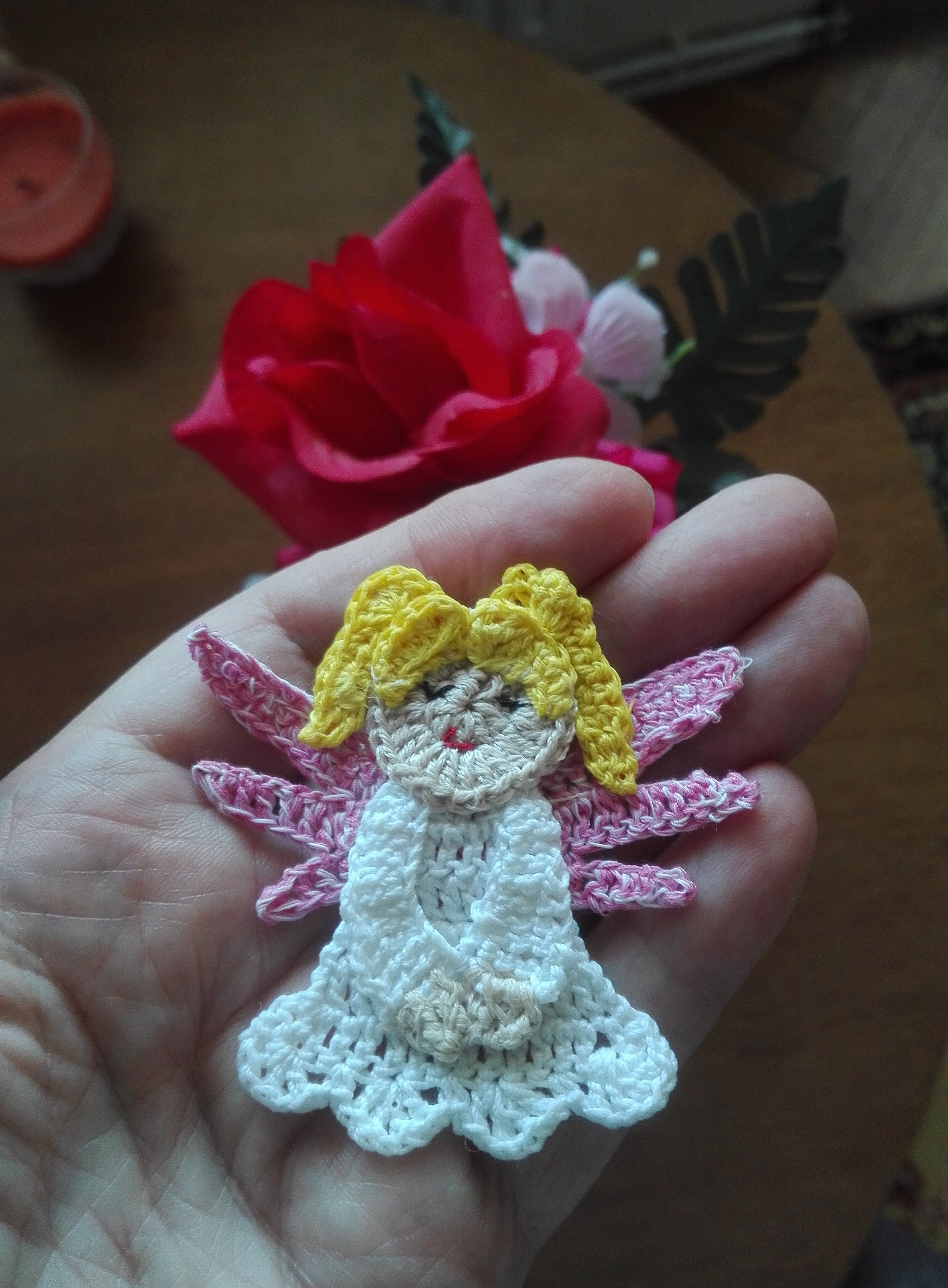 Crochet Applique Crochet Angel Applique Cardmaking Handmade Etsy