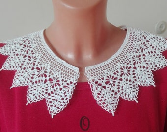 Handmade crochet collar, white lace collar, cotton necklace, neck accessory, collar crochet accessories