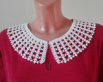 Cuello desmontable, algodón, hecho a mano, ganchillo