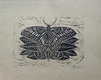 Swallowtail at Rest | linocut blockprint