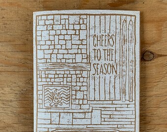 Linocut | Skiing Holiday Card