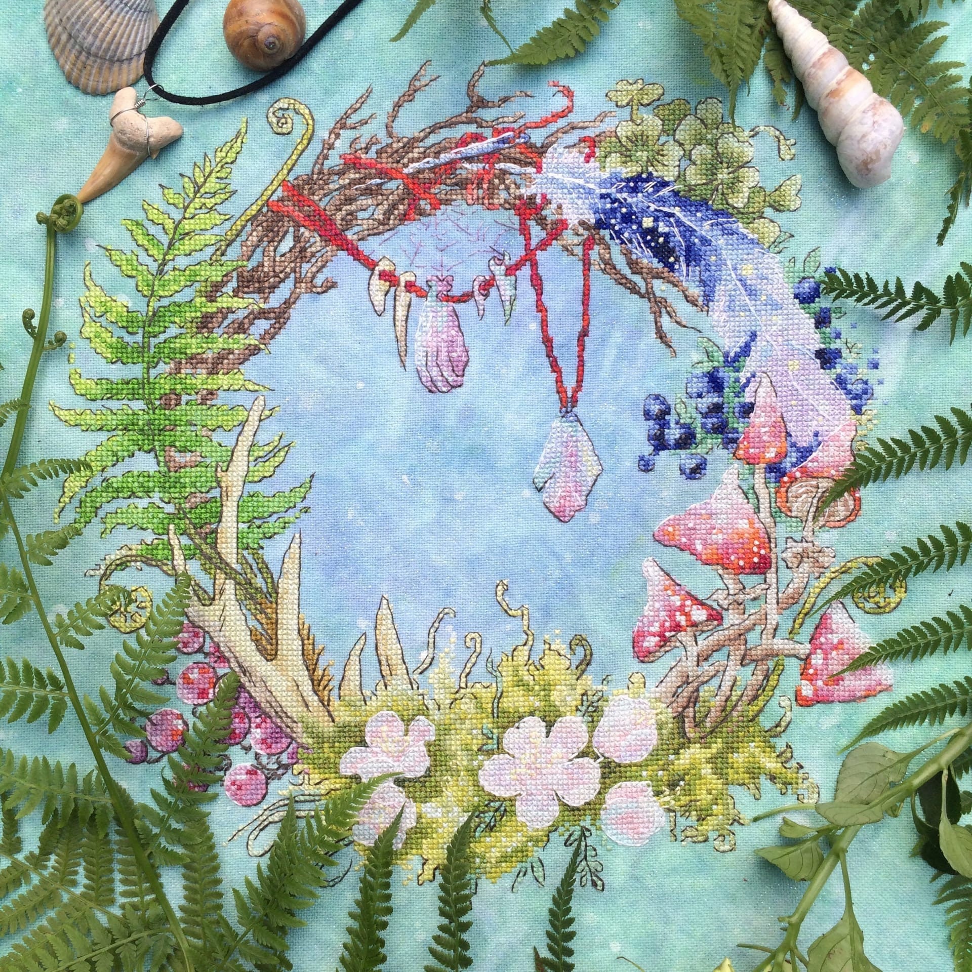 Wreath cross stitch pattern