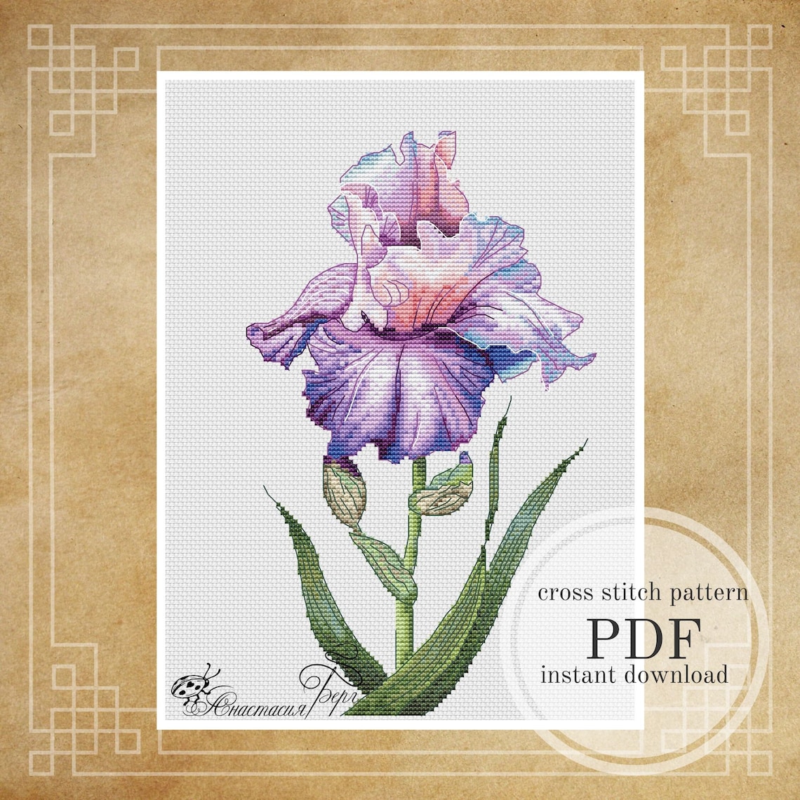 Iris Cross Stitch Pattern PDF Instant Download Flower Cross Etsy