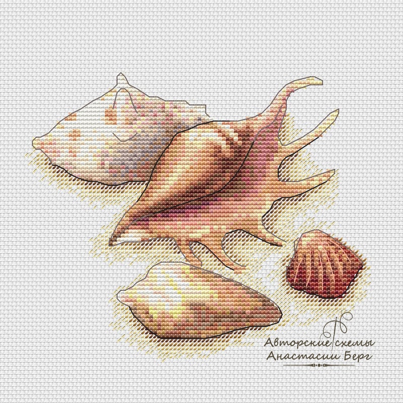 Seashell Cross Stitch Pattern PDF Instant Download Shell Cross | Etsy