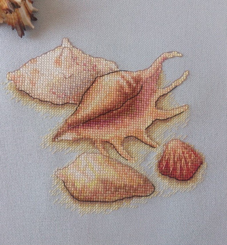 Seashell Cross Stitch Pattern PDF Instant Download Shell Cross | Etsy
