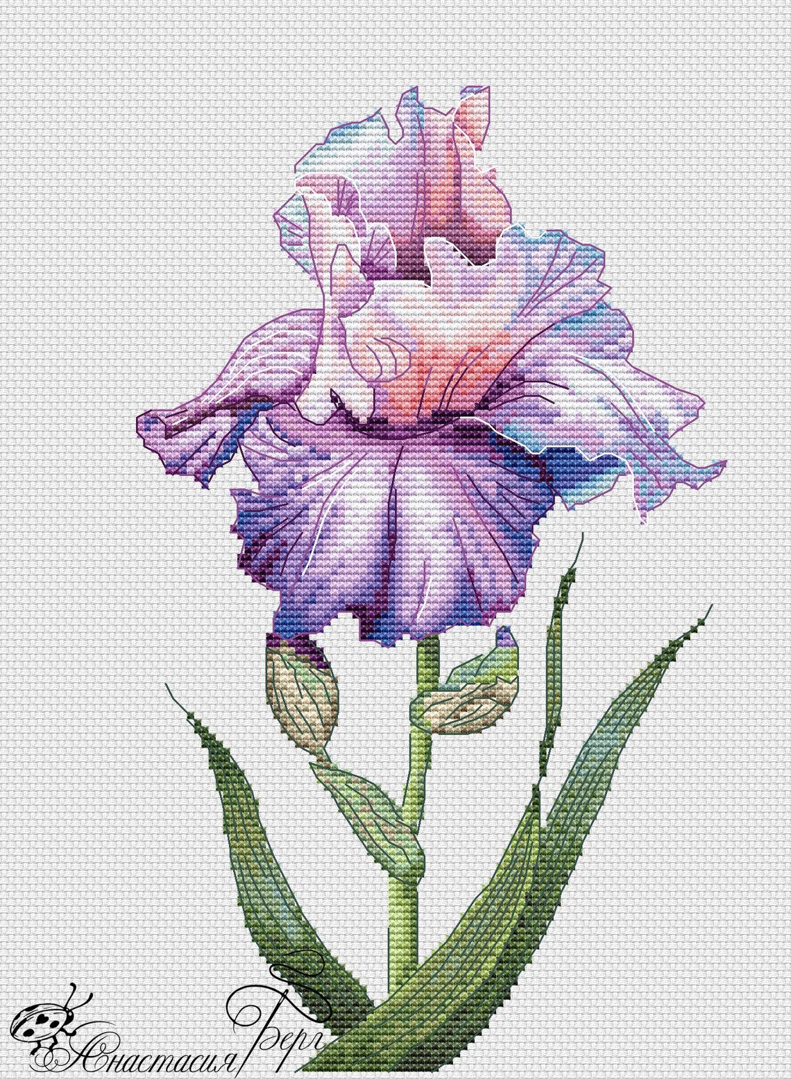 Iris Cross Stitch Pattern PDF Instant Download Flower Cross | Etsy