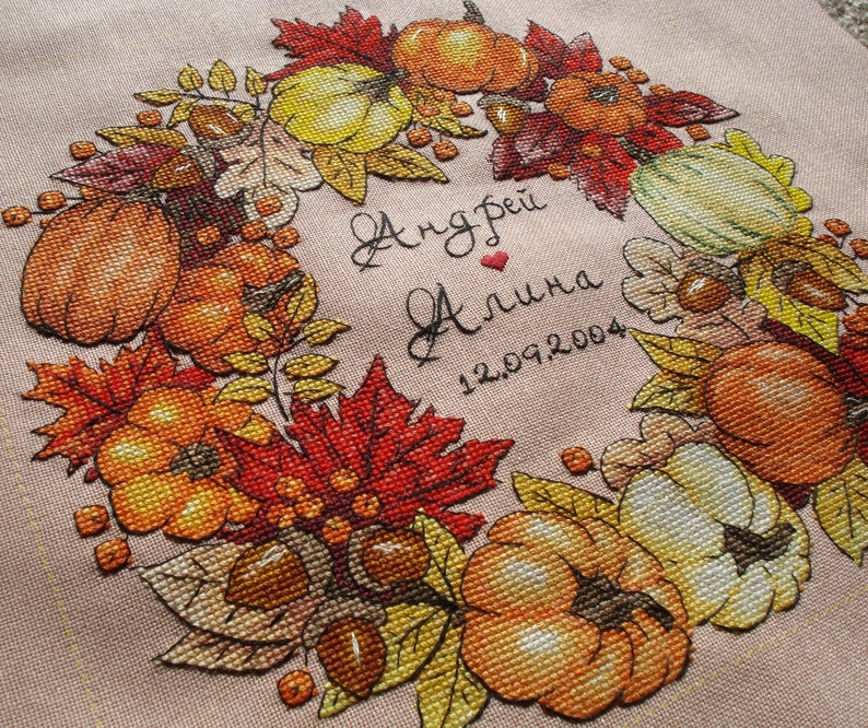 Wreath Cross Stitch Pattern PDF Instant Download Autumn Cross | Etsy