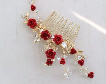 Victorian Wedding Accessories Vintage Bridal Hair Jewelry Mother/'s Day Burgundy Hair Pins Women Birthday Gift Red Cabochon Bobby Pins