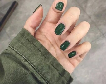 Forest Green Nails Etsy