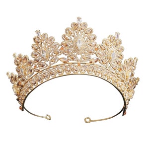 Champagne Rhinestone Baroque Bride Crown Korean Head Jewelry - Etsy