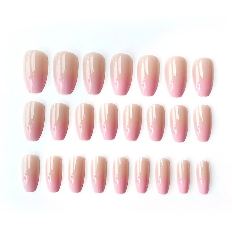 Gradient Color Ballet Med-length Fake Nails Press on Full - Etsy