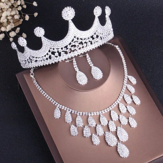 Bridal Jewelry Set Silver Color Crystal Leaf Bridal Jewelry Set