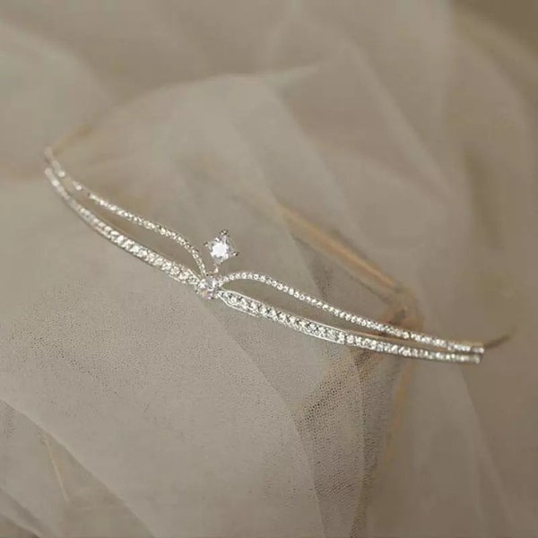 Wedding Tiara, Bridal Tiara, Pearl Wedding Headpiece, Pearl Wedding Tiara, Crystal Wedding Crown, Bridal Headpiece,Silver Crystal Bridal