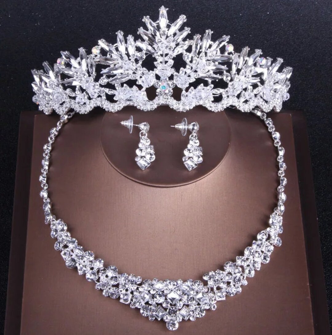 Luxury Sparkling Crystal Leaves Bridal Jewelry Set Rhinestone - Etsy