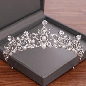 Pearl Bridal Headpiece, tiara crown, Tiara Luxury Rhinestone Princess Birthday Wedding Pageant Party Crown, photo shoot crown, princess