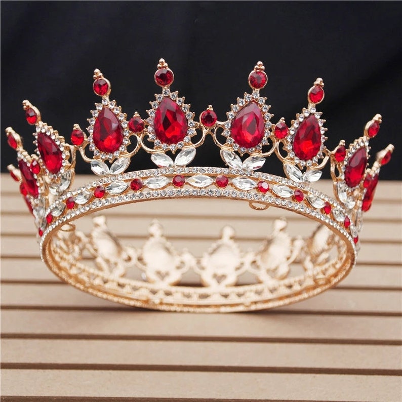 Red Wedding Crown Tiaras/ Crystal Bridal Crown /elegant - Etsy