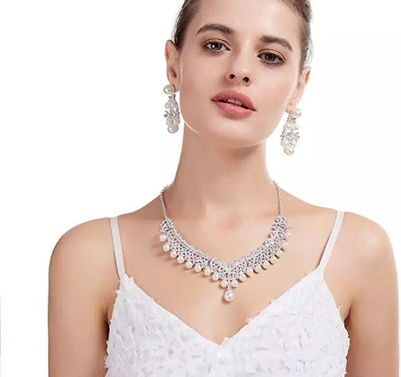Bridal Jewelry SET Wedding Jewelry Set Crystal Necklace Etsy