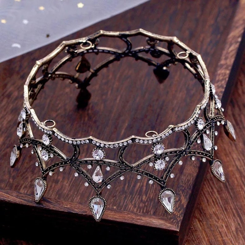 Vintage Black Rhinestone Crystal Bridal Tiaras Crown Pageant Etsy