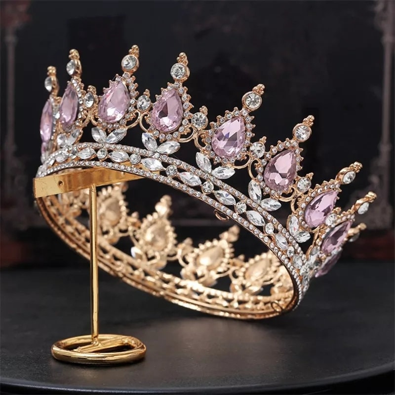 Tiara Baroque Crown Vintage Round Full Size Tiara Luxury Etsy