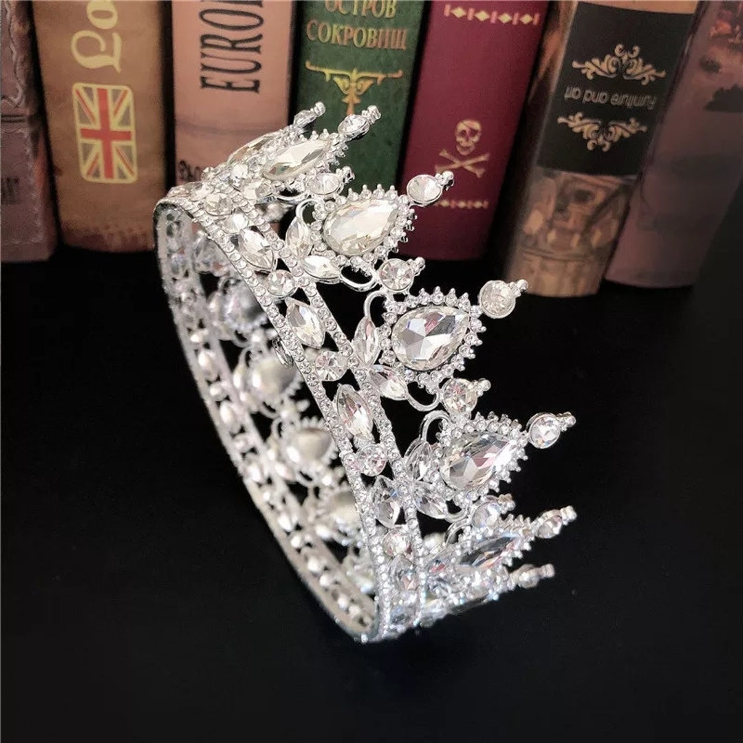 Weise Hochzeit Diadem Tiara Strass Haarschmuck Kristalle versilbert