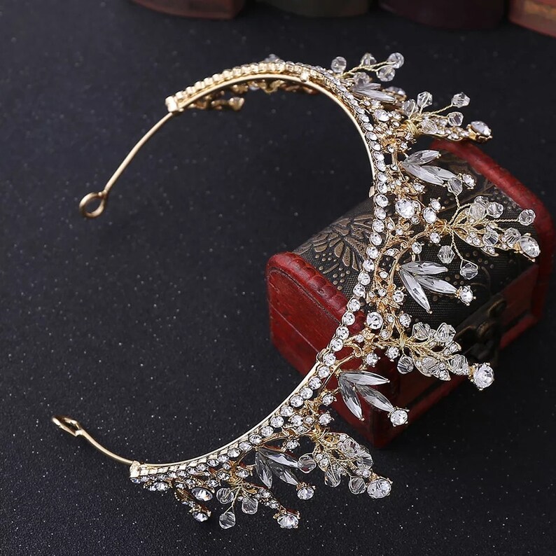 Baroque Handmade Crystal Beads Leaves Bridal Tiaras Crown | Etsy