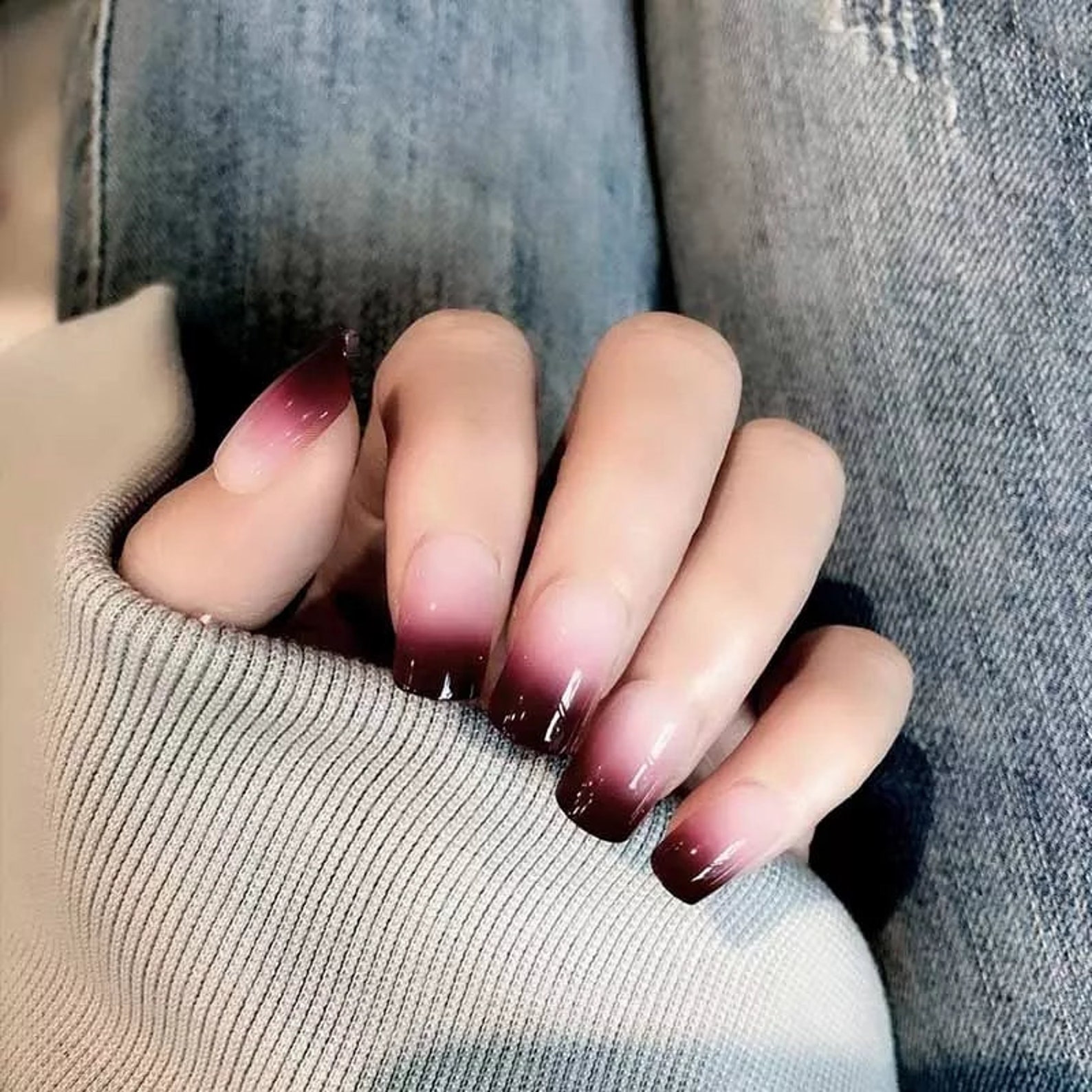 Ladies Fake Nails Glue Sticker Full Cover Tips Finger Nails Etsy