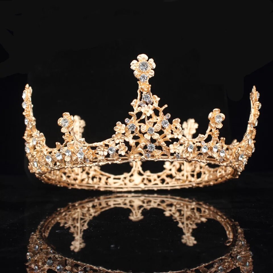 Wedding Queen King Tiara Crown Crystal Round Bridal Headpiece - Etsy