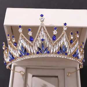 Vintage Baroque Headbands Crystal Tiaras Crowns Bride Noiva Headpieces Bridal Wedding Party Hair Jewelry,blue crown, shower tiara, party