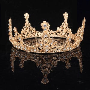 Wedding Queen King Tiara Crown Crystal Round Bridal Headpiece - Etsy