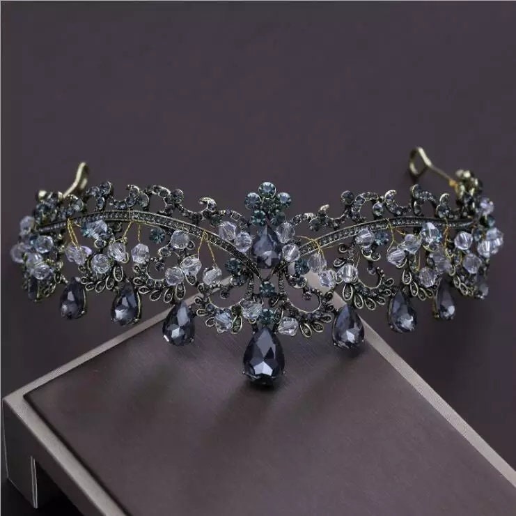 Bridal Diamond Tiara Baroque Crown Tiara For Women - Vintage Wedding Crown In Black Alloy For Bridal & Special Events Baroque Bridal Headpiece - Foto 3
