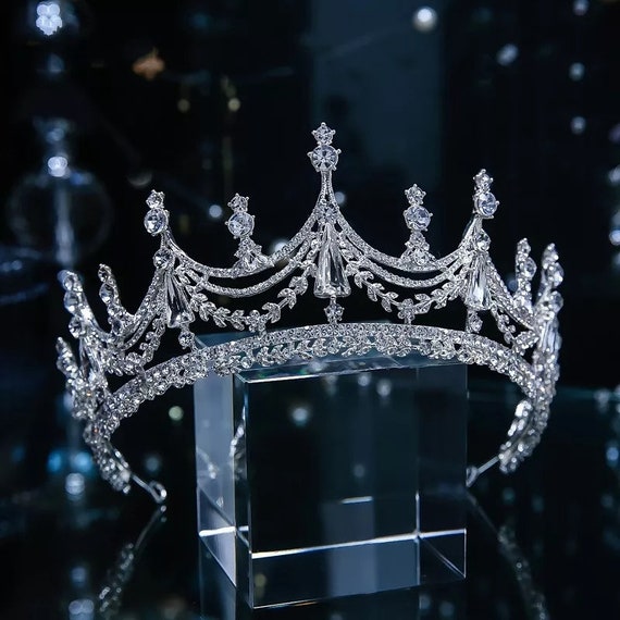 Silver Headpiece Tiara Baroque Crown Vintage Round Full Size - Etsy