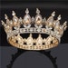 Gold round crown, Bridal Crowns Crystal Tiaras and Crowns Royal Queen King Diadem Bride Wedding Hair Jewelry Pageant Circel Head Ornaments 