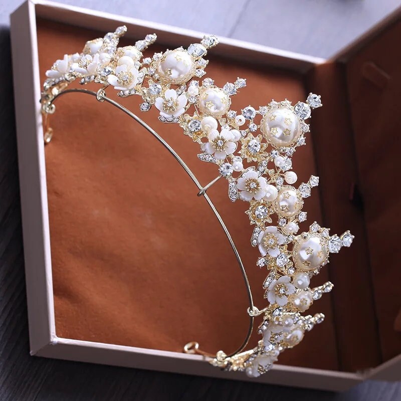 Flower Crown Star Print Pearl Tiaras Wedding Bridal Hair | Etsy