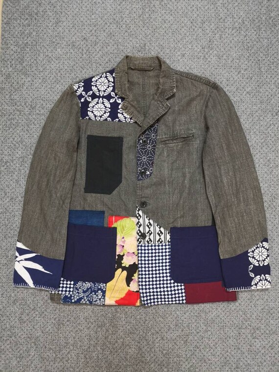 Vintage 90s REWORK Patched Denim Jacket Homemade C
