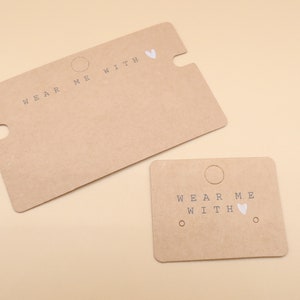 Set: Schmuckkarten, 3 Stück Ohrringe Display und 3 Stück Armband Display, Schmuckverpackung, WEAR ME WITH <3, braun