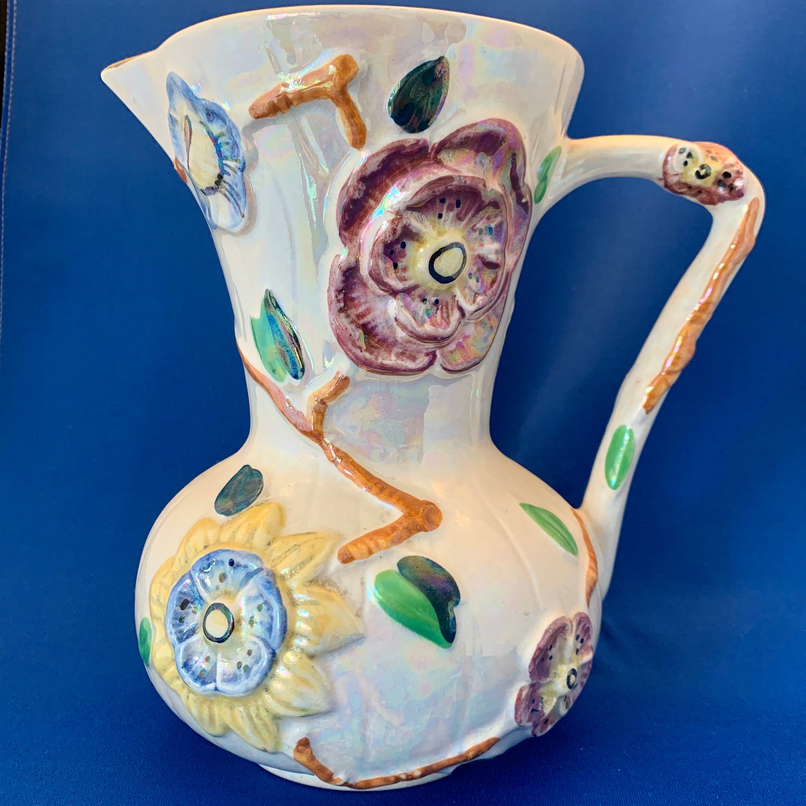 Vintage jug Arthur Wood jug Art Deco floral lustre ware Etsy