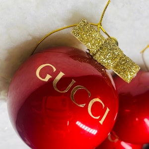 Gucci Christmas tree. Designer luxury Christmas I created for a friend.  Designer Christmas ornaments