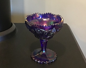 Imperial Glass Compote Candy Dish | Aurora Jewels Pattern | 5 Inches Tall | Circa 1970s