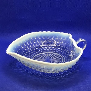Anchor Hocking Moonstone Opalescent Hobnail Glass Nappy Dish - Bowl - Heart Shaped