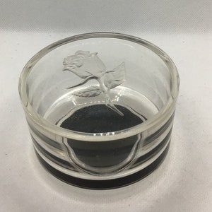 Vintage Lucite Dresser Vanity Jar Embossed Rose Trinket dish