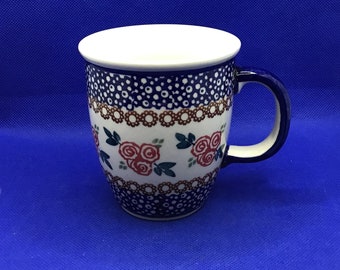 Boleslawiec Manufaktura Polish Flower Coffee Tea Cup Mug Hand Made Poland