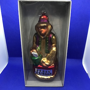 Department 56 Organ Grinder Vintage Large Christmas Tree Ornament Mercury Glass 1997