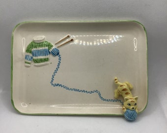 1979 Shafford Mischief Makers - Kitten with yarn snack plate