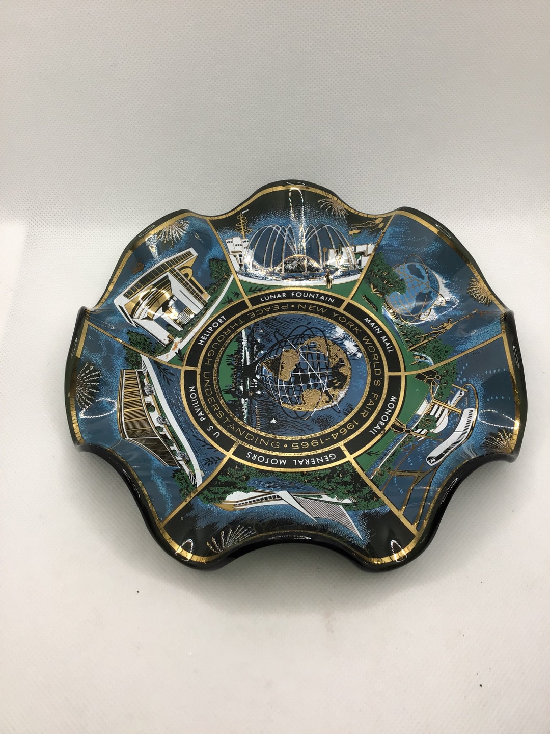 New York World's Fair 19641965 Souvenir Glass Dish With Etsy